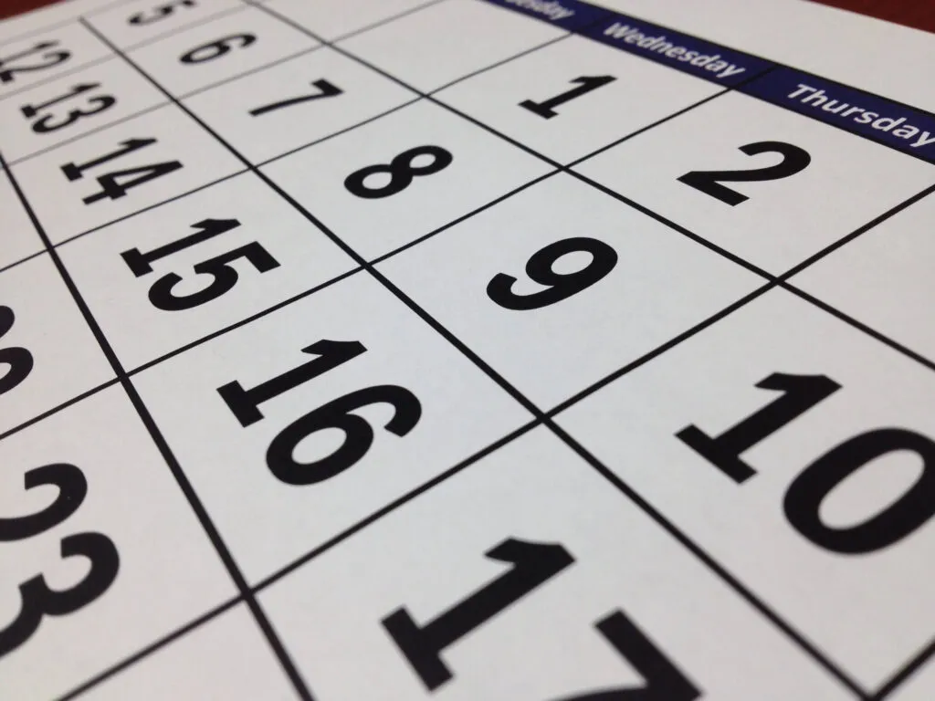 Close-up calendar schedule and appointment planning concept