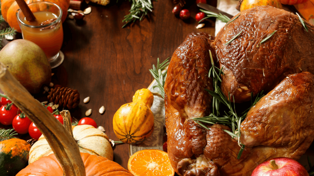 Traditional holiday meal and nutrition concept with roasted turkey dinner